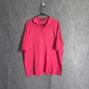 Masters Golf Polo Shirt Mens XL Pink Textured Logo Clubhouse Collection Italy